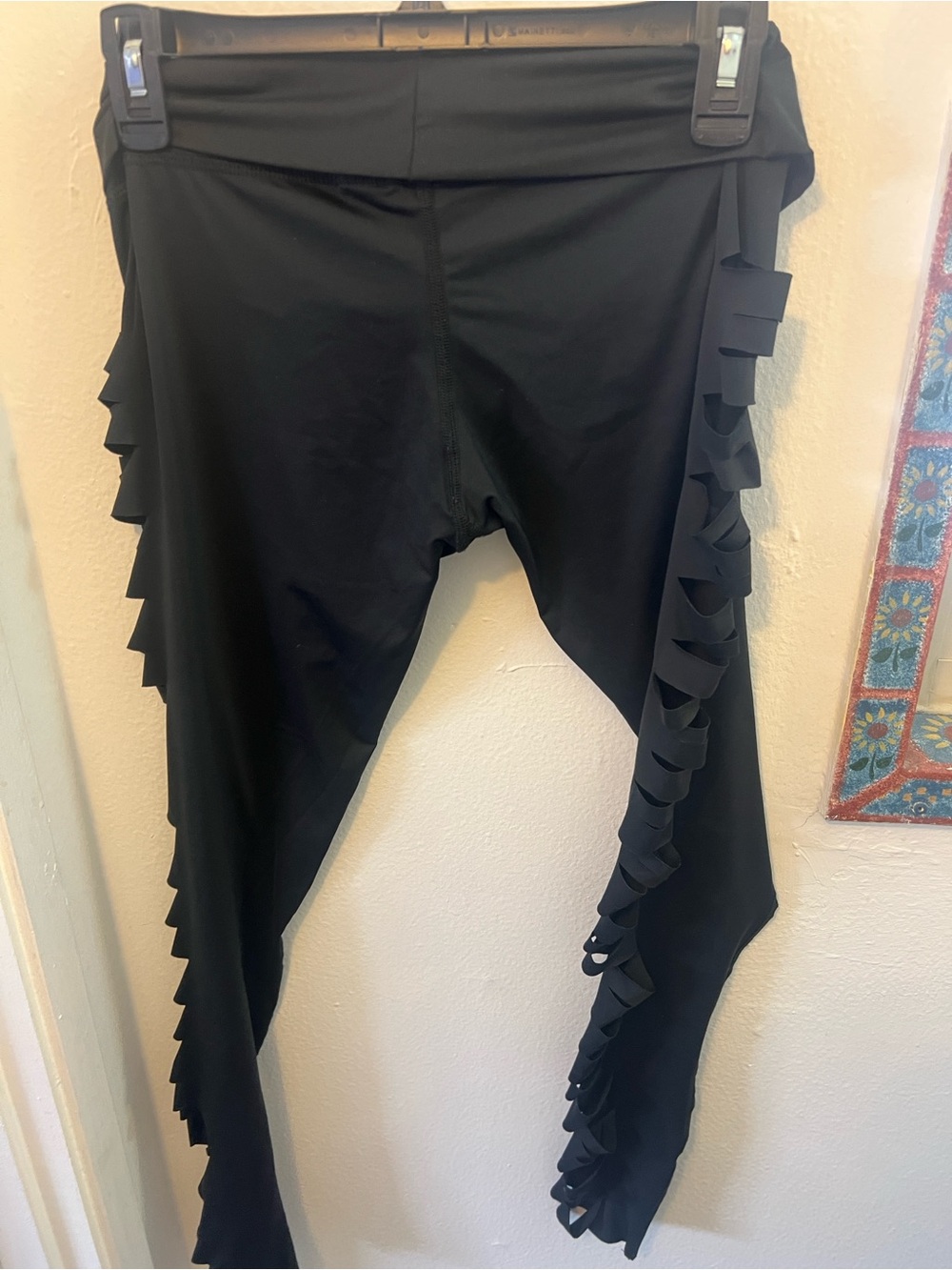 teeki Black Leggings with Side Ruffle Detail - Picture 3 of 3